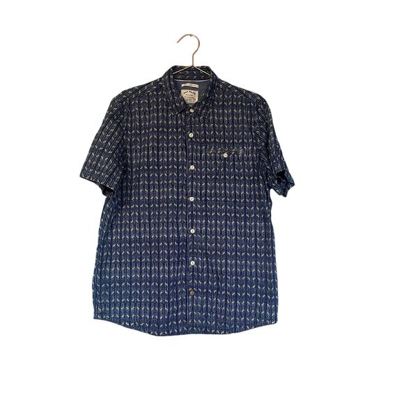 Fat Face blue short sleeved button down shirt size large - Picture 1 of 6